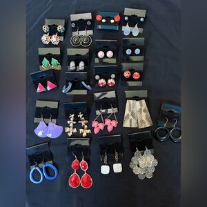 Vintage Dangle Pierced Earring Mixed Lot of 26 Pairs Enamel Acrylic Celluloid